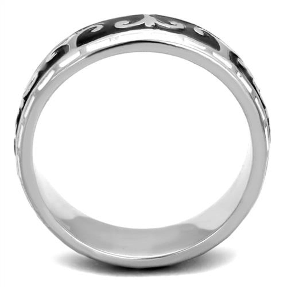 ARTK2154 Women's Stainless Steel 316 Black & White Epoxy Celtic Wedding Band Ring Sz 5-10